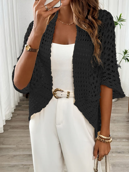 Etleva - Eleganter Hohler Strickjacke Mit Fledermausärmeln