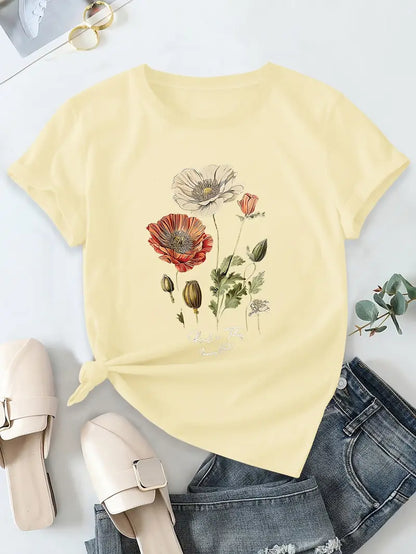 Aimilia - Elegantes T-Hemd Mit Kurzen Ärmeln Und Blumendruck